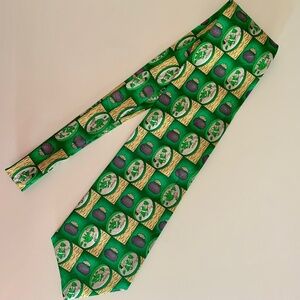St. Patrick's Day Mens Necktie Irish Leprechaun Green 100% Silk Pot of Gold